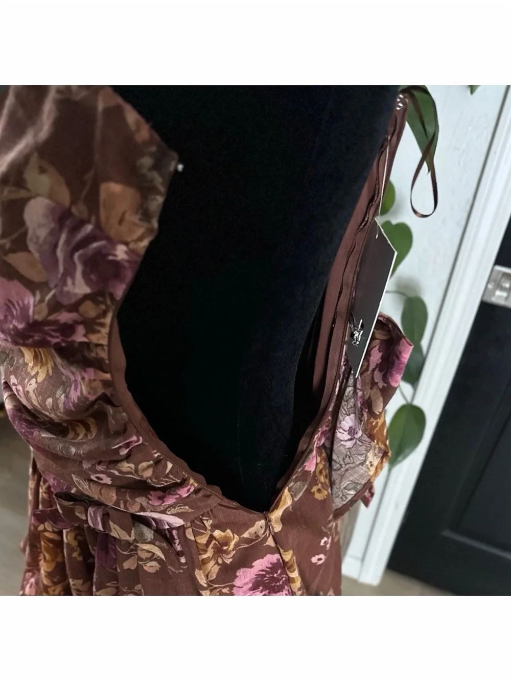 Jessica Simpson Strapless Mini Dress + Hair Bow 2 Pc Set Earthy Floral Cottage L